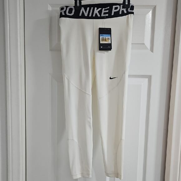 Nike Pro Cream Leggings with Black Accents - Picture 1 of 7